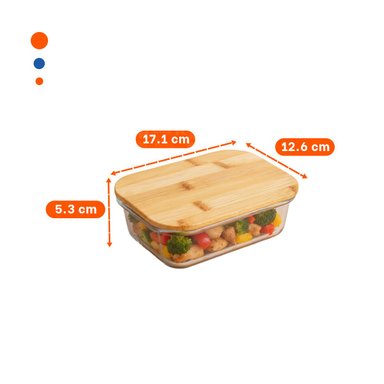 PACK6 CAJA 640ML RECTANGULAR TRANSPARENTE CON TAPA DE BAMBU PARA ORGANIZAR Y+PAPEL REGALO - 4