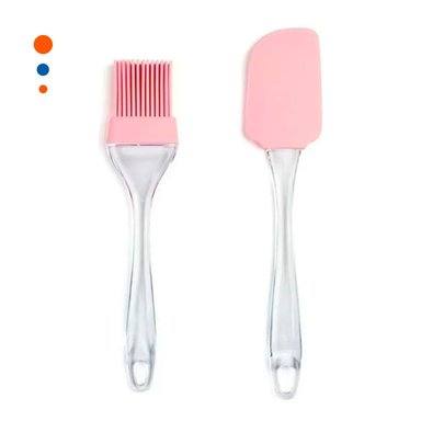 PACK2 UTENSILIO ESPATULA Y BROCHA DE SILICONA ROSADO PARA REPOSTERIA Y+REGALO STICKER - 2