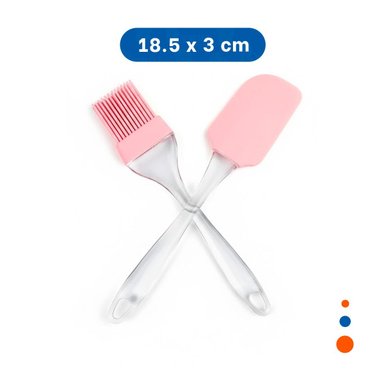 PACK2 UTENSILIO ESPATULA Y BROCHA DE SILICONA ROSADO PARA REPOSTERIA Y+REGALO STICKER - 4
