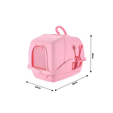 PACK2 BANDEJA CERRADA CON CERNIDOR Y PALA ROSADO PARA GATOS Y+PAPEL REGALO - 4