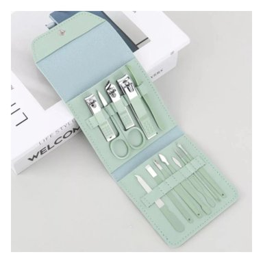 PACK2 ESTUCHE COMPLETO 12 PIEZAS MANICURE Y PEDICURE VERDE CON CORTAUÑAS Y+PAPEL REGALO - 5