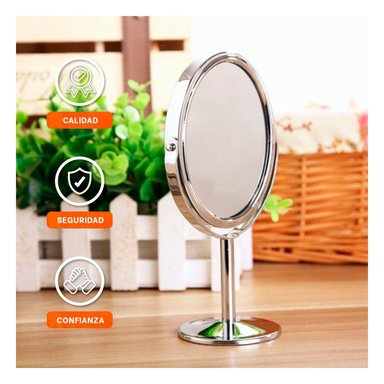 SUPERFICIE REFLECTIVA DE TOCADOR CIRCULAR 14,5CM PLATEADO Y+REGALO STICKER - 2