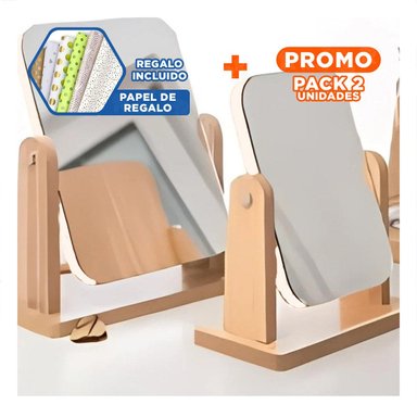 PACK2 CRISTAL RECTANGULAR DOBLE PARA TOCADOR 16,5CM TRANSPARENTE MADERA Y+PAPEL REGALO - 1