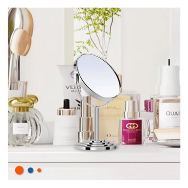 PACK2 SUPERFICIE REFLECTIVA COMPACTA OVALADA DE MESA 16CM PLATEADO Y+PAPEL REGALO - 5