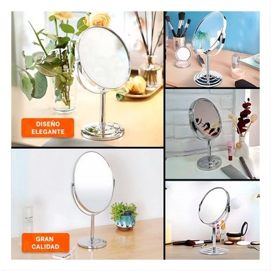 ARTICULO DE BELLEZA CIRCULAR DOBLE DE MESA 21,5CM PLATEADO - 5