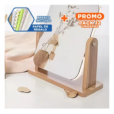 PACK12 LUNA RECTANGULAR DOBLE ELEGANTE 16,5CM TRANSPARENTE BASE MADERA Y+PAPEL REGALO - 1