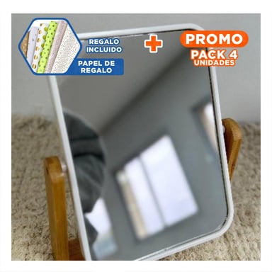 PACK4 REFLEJO RECTANGULAR DOBLE TRANSPARENTE 16,5CM BASE MADERA Y+PAPEL REGALO - 1