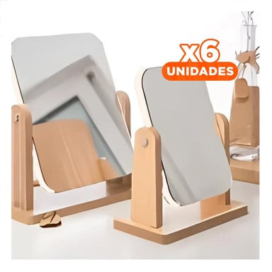 PACK6 ESPEJO RECTANGULAR DOBLE ESTILO NATURAL 16,5CM TRANSPARENTE Y+REGALO STICKER - 1