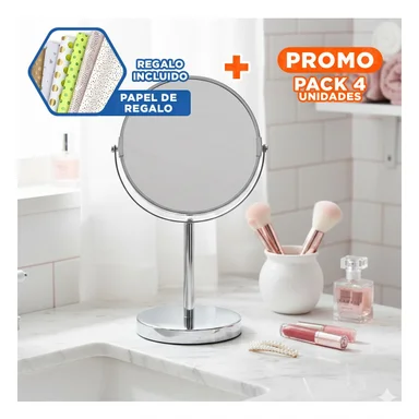 PACK4 PIEZA FUNCIONAL CIRCULAR DOBLE DE MESA 21,5CM PLATEADO Y+PAPEL REGALO - 1