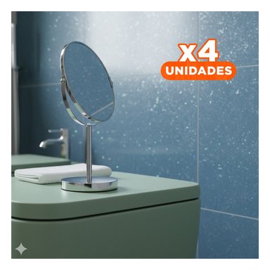 PACK4 ESPEJO DE BELLEZA CIRCULAR DOBLE 21,5CM PLATEADO - 1