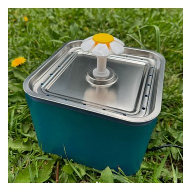 BEBEDERO PARA MASCOTA VERDE EN ACERO INOXIDABLE CUADRADO PET Y+PAPEL REGALO - 5