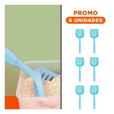PACK6 PALA PLASTICA 40X13CM PARA ARENA DE GATO CELESTE PASTEL - 1