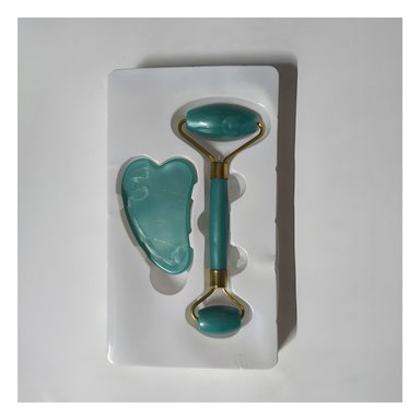 RODILLO FACIAL SET DE 2 VERDE AGUA DE PLASTICO SUAVE Y SEGURO Y+LIGAS REGALO - 1
