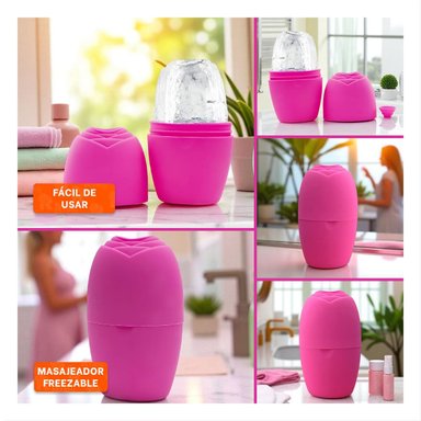 CONTENEDOR PARA RODILLO FACIAL DE HIELO FUCSIA FUNCIONAL Y ELEGANTE PARA CUIDADO Y+POST IT - 5