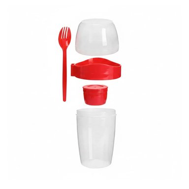 PACK6 TAZA PARA YOGUR ROJO CON SEPARADOR SUPERIOR PRACTICO Y FUNCIONAL Y+REGALO STICKER - 2