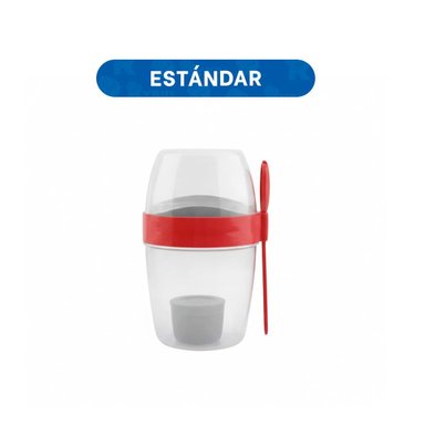 PACK6 TAZA PARA YOGUR ROJO CON SEPARADOR SUPERIOR PRACTICO Y FUNCIONAL Y+REGALO STICKER - 4
