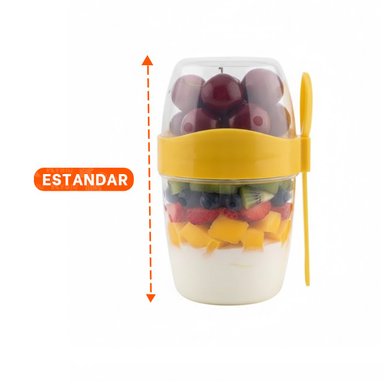 PACK4 VASO YOGURERO AMARILLO CON CUBIERTO REUTILIZABLE PARA USO DIARIO Y+REGALO STICKER - 4