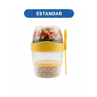 RECIPIENTE YOGUR AMARILLO CON CUCHARA DISENO COMPACTO FACIL DE GUARDAR Y+PAPEL REGALO - 4