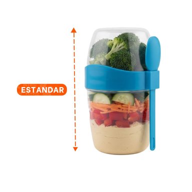 VASO YOGUR AZUL PORTATIL CON CUBIERTO PERFECTO PARA TRANSPORTE SEGURO Y+POST IT - 4