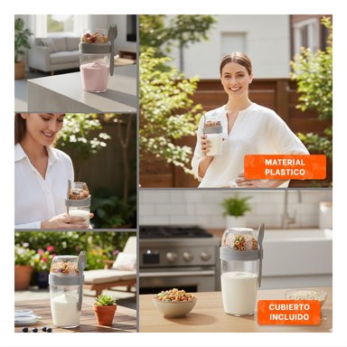 PACK6 VASO YOGURERO CON CUBIERTO GRANDE PLOMO 2 EN 1 PARA LLEVAR SIEMPRE Y+PAPEL REGALO - 3
