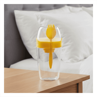 PACK4 CONTENEDOR YOGURERO 2 EN 1 CON CUBIERTO GRANDE AMARILLO PARA ESTILO DE VIDA ACTIVO - 5
