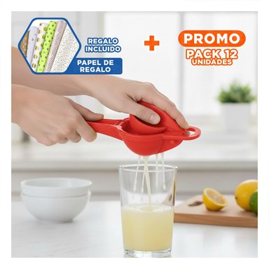 PACK12 TRITURADOR PLASTICO ROJO COMODO PARA LIMONES Y BEBIDAS FRESCAS Y+PAPEL REGALO - 1