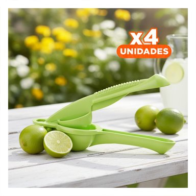 PACK4 PRENSADOR VERDE PLASTICO LIMONES LIGERO Y FACIL DE LIMPIAR - 1