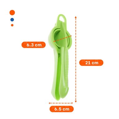PACK4 PRENSADOR VERDE PLASTICO LIMONES LIGERO Y FACIL DE LIMPIAR - 4