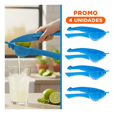 PACK4 PRENSA VERSATIL DE LIMON PLASTICO CELESTE PARA PREPARAR JUGOS CASEROS Y+REGALO STICKER - 1