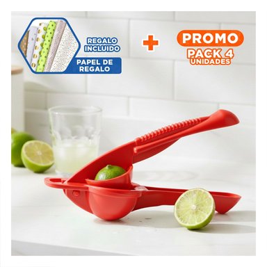 PACK4 EXTRACTOR MANUAL ROJO COMODO PARA PREPARAR BEBIDAS NATURALES Y+PAPEL REGALO - 1