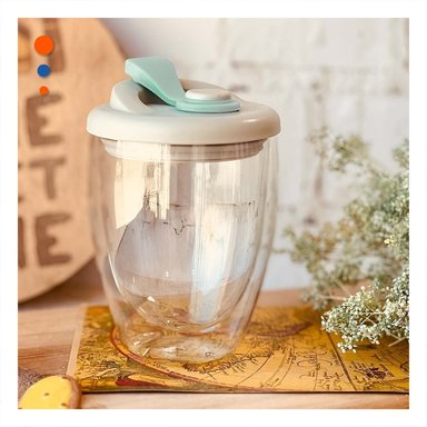 TAZA TERMICA DE VIDRIO DOBLE CON TAPA DE SILICONA PARA ESCRITORIO Y+POST IT - 3