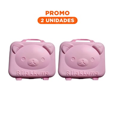 PACK2 MINI MALETA MULTIUSOS CON FIGURA DE OSO Y ACABADO ROSADO FACIL DE TRANSPORTAR - 1