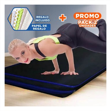 PACK2 ALFOMBRA ACOLCHADA NEGRA TALLA L 1.5 M AMARILLO PARA YOGA Y+PAPEL REGALO - 1
