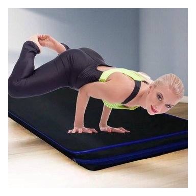 PACK2 ALFOMBRA ACOLCHADA NEGRA TALLA L 1.5 M AMARILLO PARA YOGA Y+PAPEL REGALO - 2