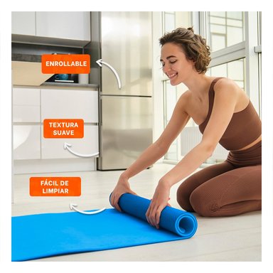 ALFOMBRA PROFESIONAL AZUL DE GOMA EVA 61X183CM PARA PILATES Y ENTRENAMIENTO Y+POST IT - 2