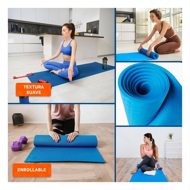 ALFOMBRA PROFESIONAL AZUL DE GOMA EVA 61X183CM PARA PILATES Y ENTRENAMIENTO Y+POST IT - 5