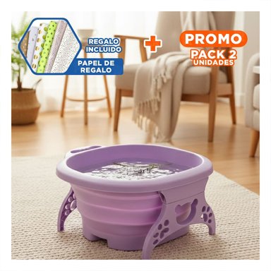 PACK2 RECIPIENTE PORTATIL CON MASAJEADOR DE PIES MORADO CON FUNCION HIDROMASAJE Y+PAPEL REGALO - 1