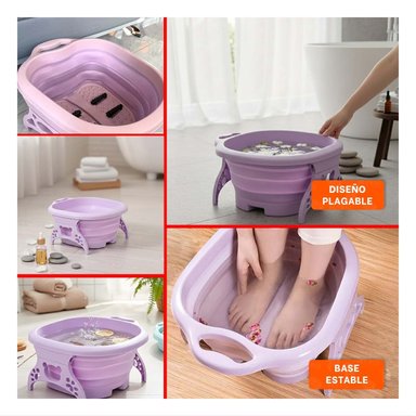 PACK2 RECIPIENTE PORTATIL CON MASAJEADOR DE PIES MORADO CON FUNCION HIDROMASAJE Y+PAPEL REGALO - 3