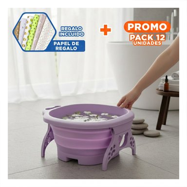PACK12 LAVADERO PORTATIL CON MASAJEADOR DE PIES MORADO PARA USO DIARIO EN CASA Y+PAPEL REGALO - 1