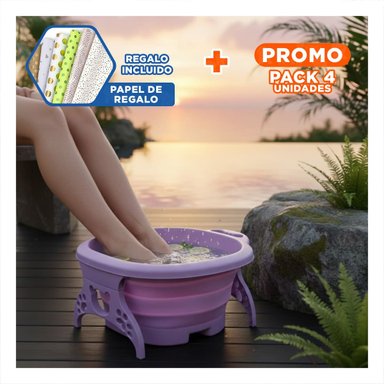 PACK4 CUENCA PORTATIL CON MASAJEADOR DE PIES MORADO FACIL DE LIMPIAR Y GUARDAR Y+PAPEL REGALO - 1