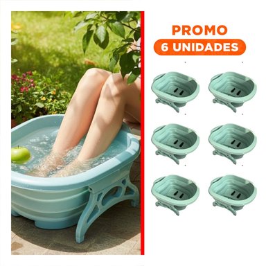 PACK6 RECIPIENTE PORTATIL CON MASAJEADOR DE PIES CELESTE DE RELAJACION TOTAL - 1