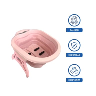 RECIPIENTE PORTATIL CON MASAJEADOR DE PIES ROSADO PARA RELAJACION TOTAL Y+LIGAS REGALO - 3