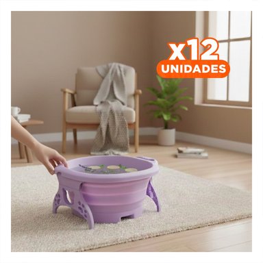 PACK12 CUENCA PORTATIL CON MASAJEADOR DE PIES MORADO PARA SPA Y RELAJACION - 1