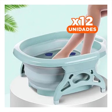 PACK12 CUENCA PORTATIL CON MASAJEADOR DE PIES CELESTE PARA SPA Y RELAJACION - 1