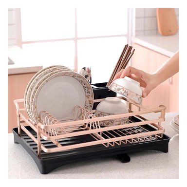 PACK2 ESCURRIDOR DE COCINA ORO ROSA CON SISTEMA DE DRENAJE FUNCIONAL Y+REGALO STICKER - 3