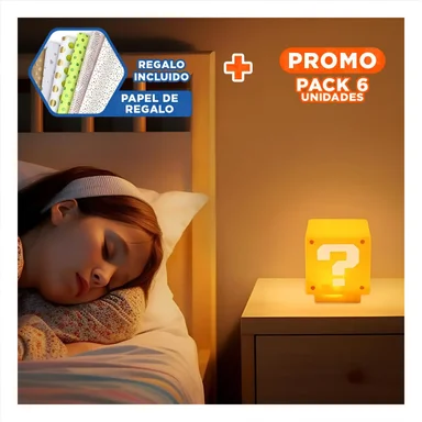 PACK6 ILUMINACION LED AMARILLO CON SONIDO DECORATIVO EN FORMA DE CUBO Y+PAPEL REGALO - 1