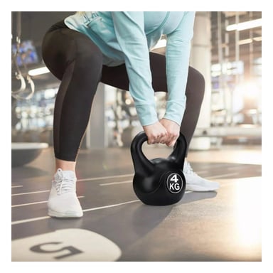 KETTLEBELL COMPACTA PARA EJERCICIOS FUNCIONALES NEGRO 4 KG Y+PAPEL REGALO - 2