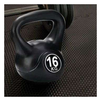 KETTLEBELL ANTIDESLIZANTE PARA SESIONES FUNCIONALES 16 KG NEGRO Y+PAPEL REGALO - 5