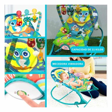 SILLA DE MECEDORA AZUL VIBRATORIA PARA NINOS PEQUENOS FAMILIA Y+LIGAS REGALO - 5
