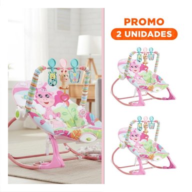 PACK2 BALANCIN RECREATIVO CON DISENO DE MECEDORA ROSADO VIBRATORIA EDUCATIVO Y+REGALO STICKER - 1